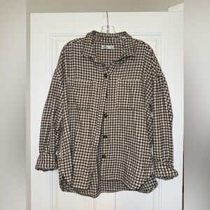Hollister Black and White Checkered Utility shirt